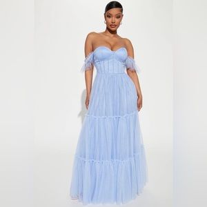 Gracie Tulle Maxi Dress - Light Blue